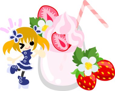 Çilek şirin illüstrasyon