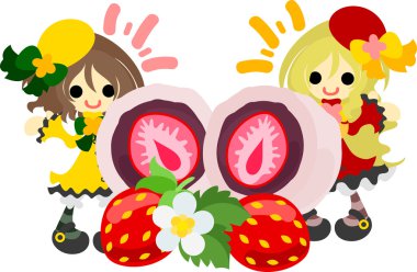 Çilek şirin illüstrasyon