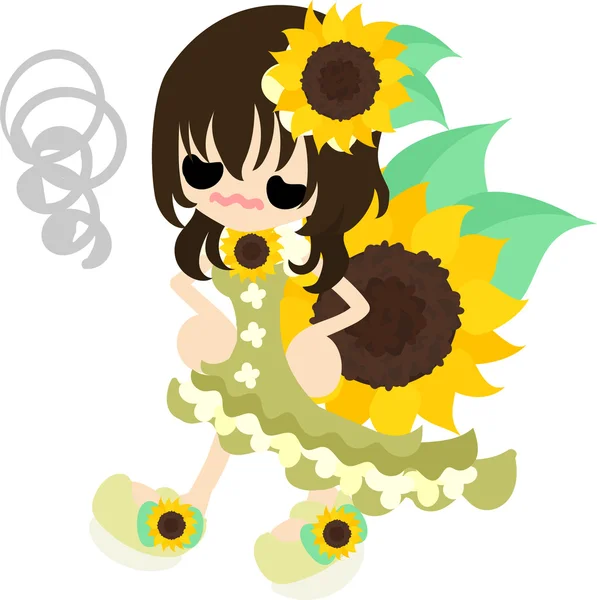 The illustration of sunflower girl — Stock Vector