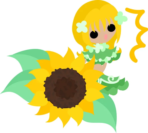 Ilustrace slunečnice dívka — Stockový vektor