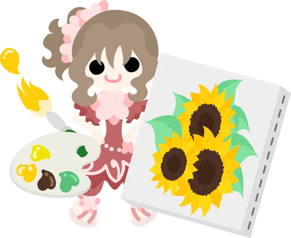 Die Illustration des Sonnenblumenmädchens — Stockvektor