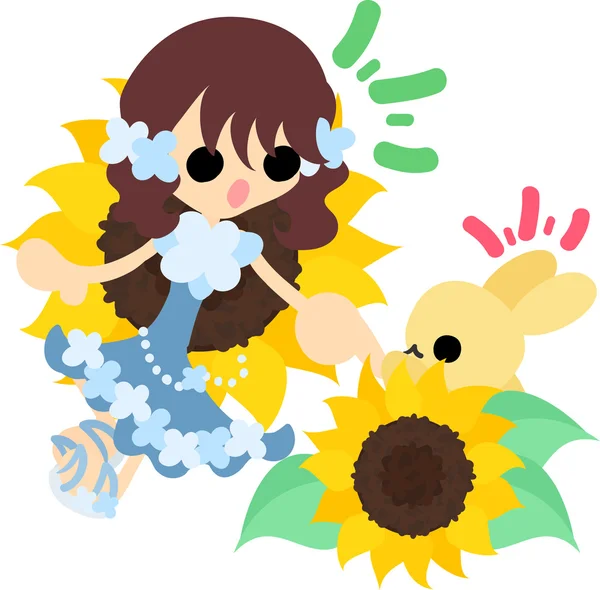 The illustration of sunflower girl — Stock Vector