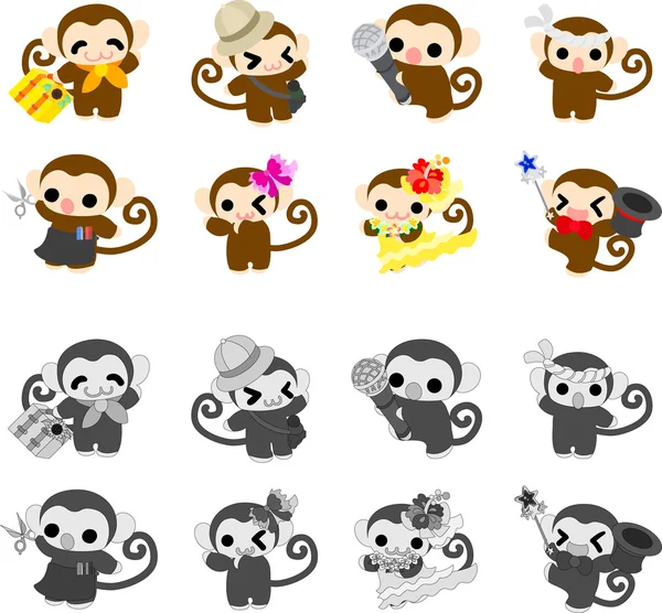 Icons of monkeys — Stock Vector