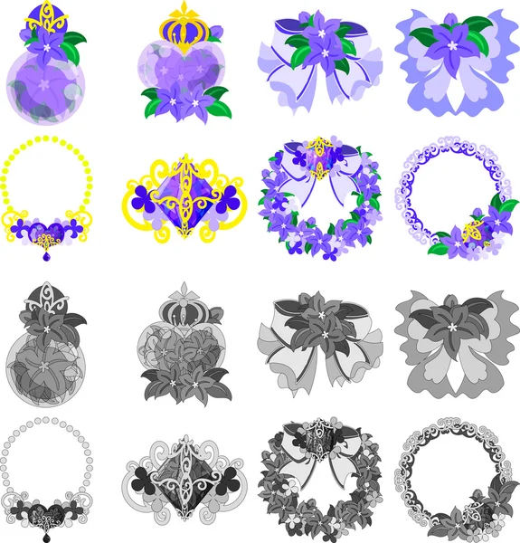 紫の花のオブジェクト アイコン — ストックベクタ