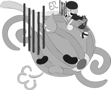 Büyük meyve ve tatlı kızlar