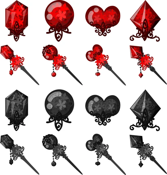 Ikonerna för röda jewel — Stock vektor