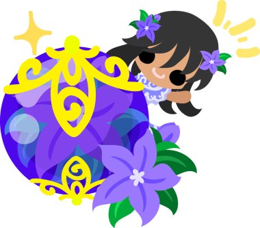 Mor çiçek kız, çizim