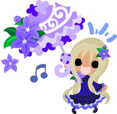 Mor çiçek kız, çizim