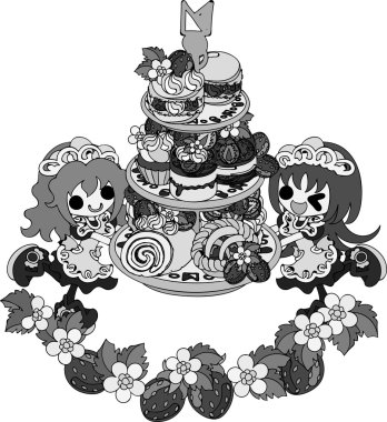 Çilek şirin illüstrasyon