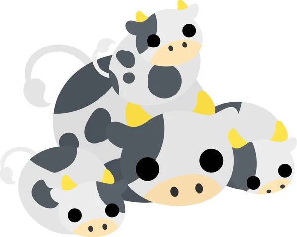 Illustration Cows Parent Child Stuffed Animals — Stock Vector