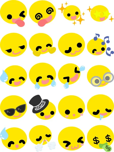 Freude Und Lächeln Der Gelben Emoticon Symbole Für Den Gesichtsausdruck lizenzfreie Stockillustrationen