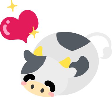 Yuvarlak bir ineğin tasviri aşık doldurulmuş bir hayvan gibi