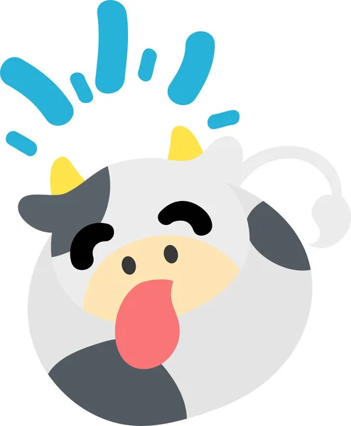 Ilustración Una Vaca Redonda Como Animal Peluche Que Sobresale Lengua — Vector de stock