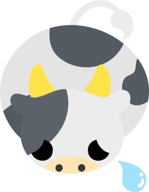 Yuvarlak bir ineğin tasviri peluş yüzlü bir hayvan gibi.