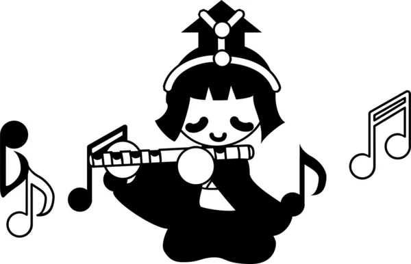 Girls 'Festival "Cinco músicos (flauta )" — Vector de stock