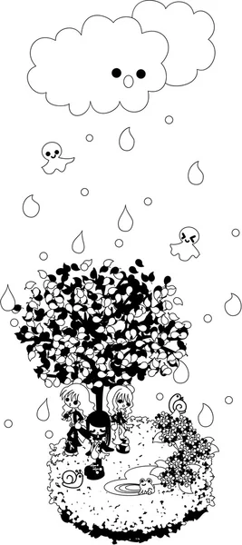 Se réfugier de la pluie — Image vectorielle