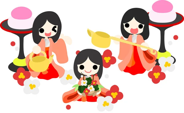 Japonya kızlar Festivali-üç mahkeme bayanlar-