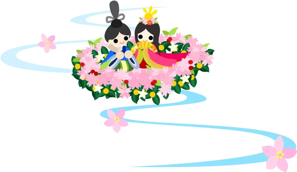 Girls Festival in Japan -(Floating doll)- — Stock Vector