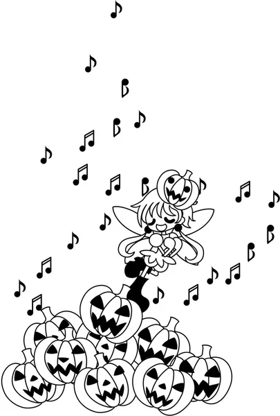 Un hada de Halloween está cantando una canción . — Archivo Imágenes Vectoriales