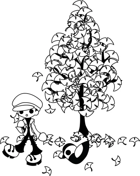 Bajo el árbol del ginkgo — Vector de stock