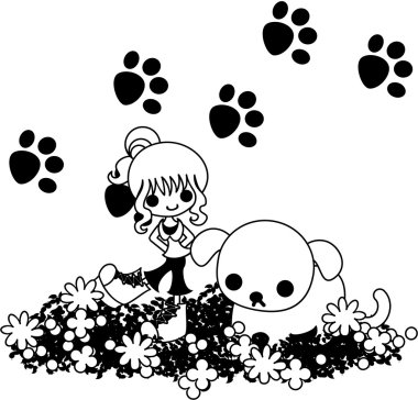 bir köpek ile bir chignon kız