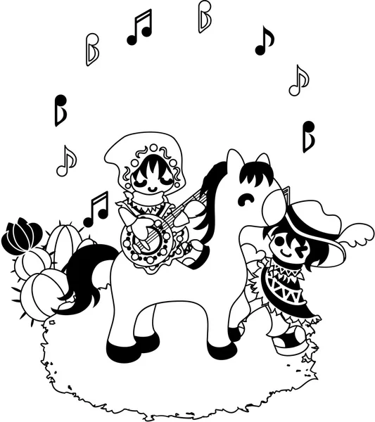 Caballos y Gente - Un Pegaso escuchando música - — Vector de stock