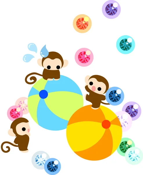 Szép majmok - kiegyensúlyozó Niedervolt világító-berendezés- — Stock Vector