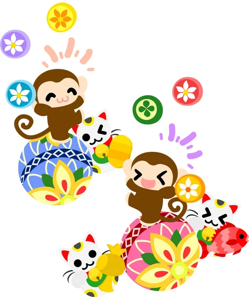 Monkeys and new Year celebration — Stock Vector