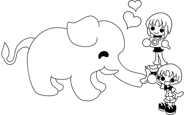 Un elefante comiendo un plátano — Vector de stock