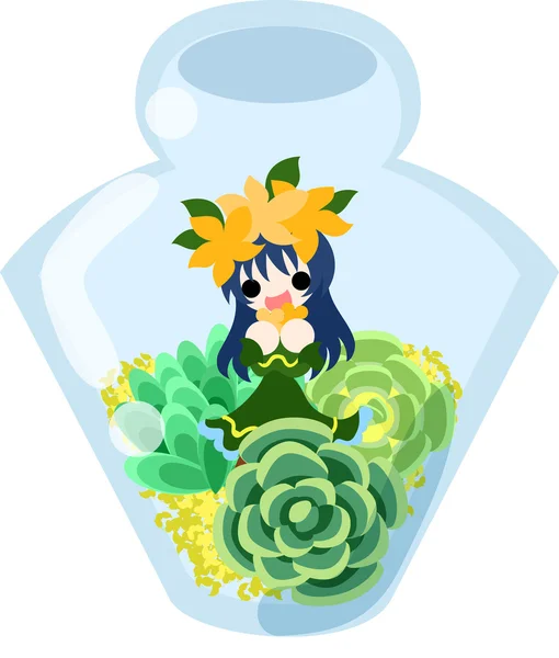 Mini grădină în sticlă — Vector de stoc