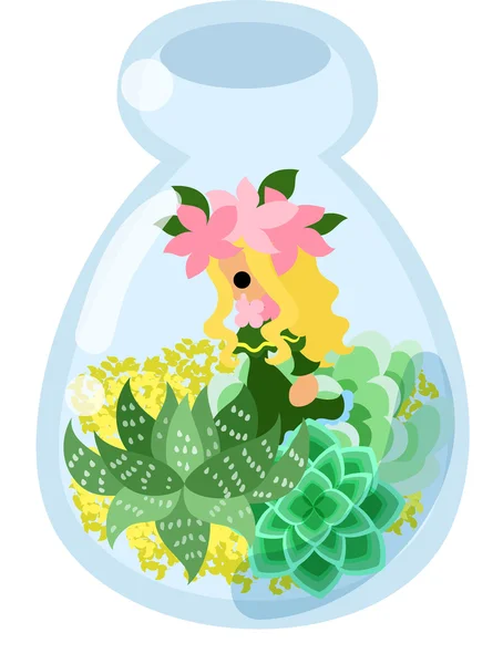 Mini jardin dans la bouteille — Image vectorielle