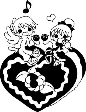 bir melek ile çikolata yeme