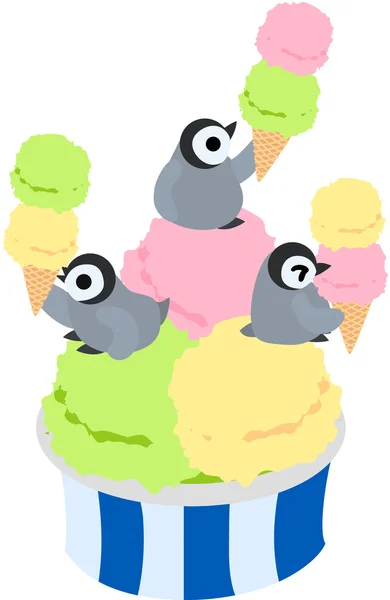 Pinguins e gelados — Vetor de Stock
