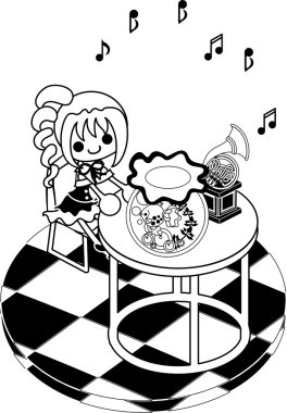 bir kız ve altın balık Havzası