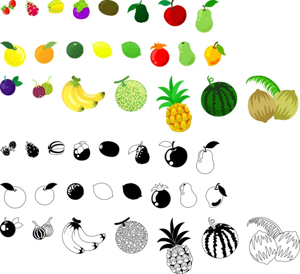 Die Ikonen der Früchte — Stockvektor