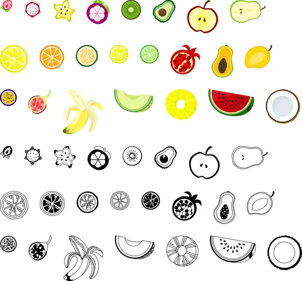 Ikonerna för frukt — Stock vektor