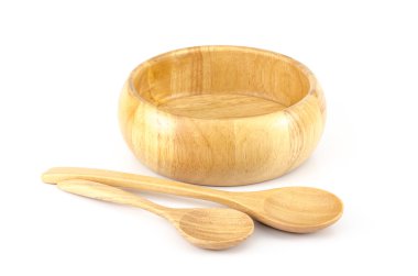 ahşap kase kaşık ile