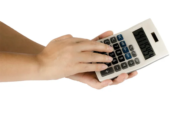Kobiety strony stosowania kalkulatora — Zdjęcie stockowe
