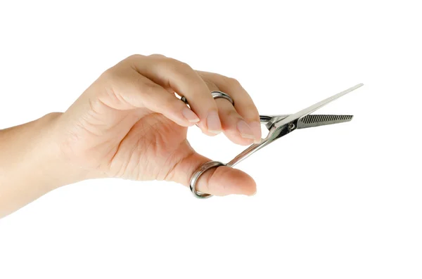 Hair scissors in hand — Stock Photo, Image