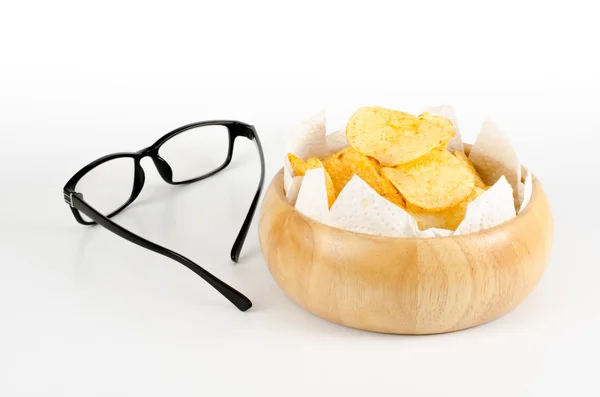 Patatine fritte e occhiali da vista — Foto Stock