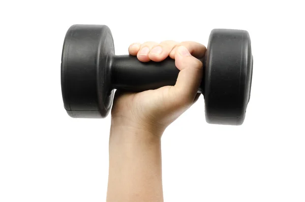 Dumbbell kadının elinde — Stok fotoğraf