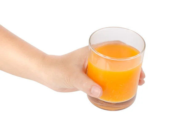 Апельсиновый сок в руке — стоковое фото
