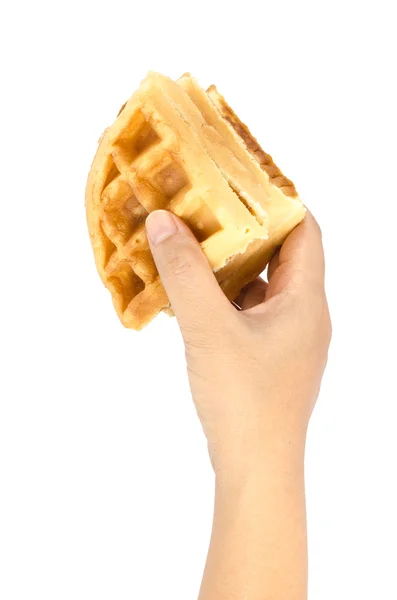 Hand holding waffle — Stock Photo, Image