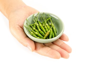 Yeşil biber yeşil seramik kase