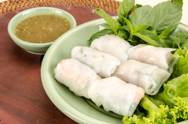 Fresh noodle spring roll — Stock Photo, Image