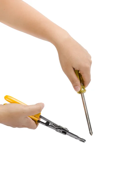 Hand hold cutting pliers — Stock Photo, Image