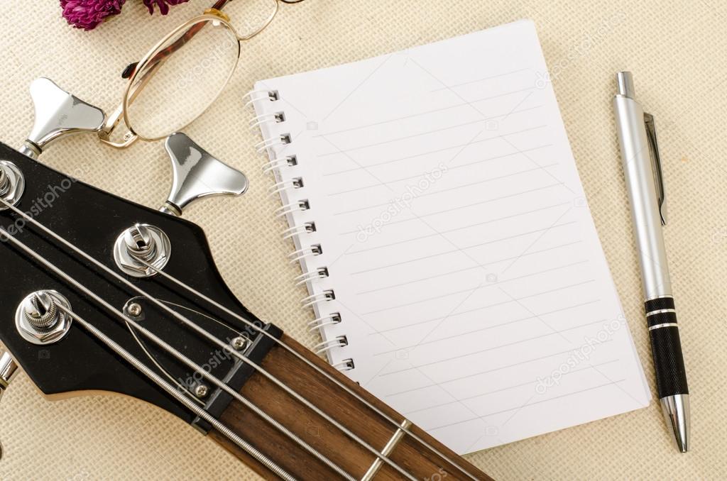 white paper on electric bass guitar