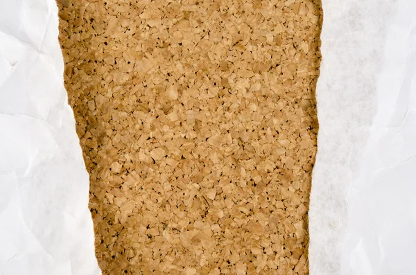 White wrinkle paper on cork background — Stock Photo, Image