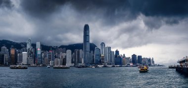 Hong Kong şehir bina ve tekneler