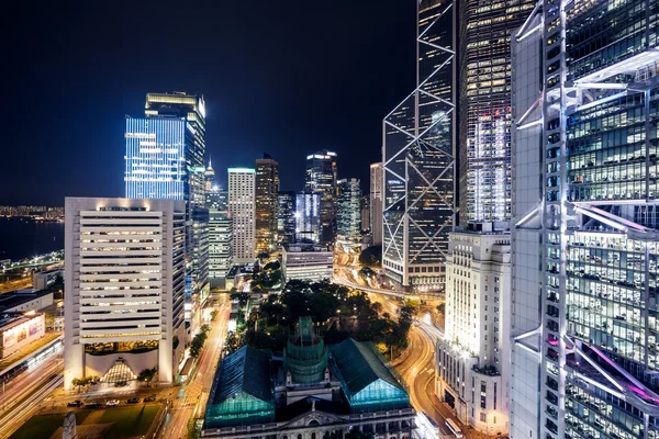 香港の夜に建物 — ストック写真